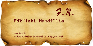 Füleki Mahália névjegykártya